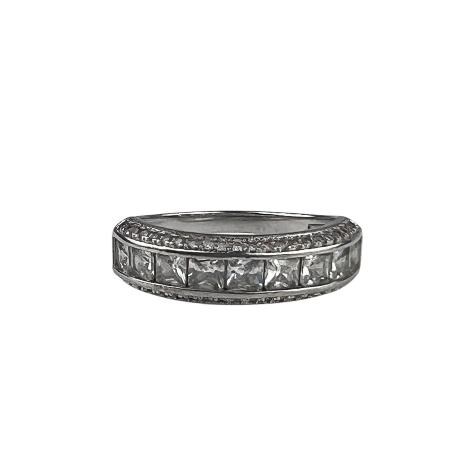 Ygi Sterling Silver Ring Channel Set Cz Size 8